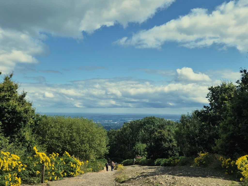 A far reaching view across shropshire with blue skies