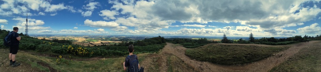 a panoramic view of countryside taken from the wrekin