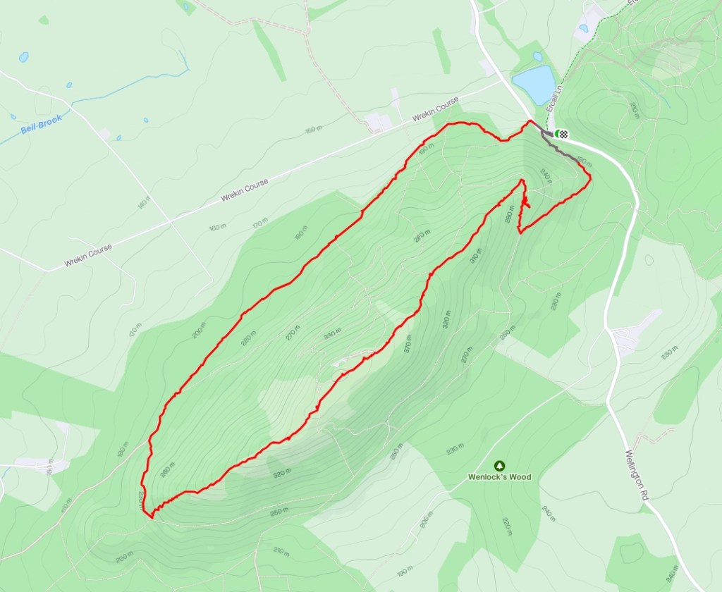 a map of the route we walked around the wrekin, shropshire.